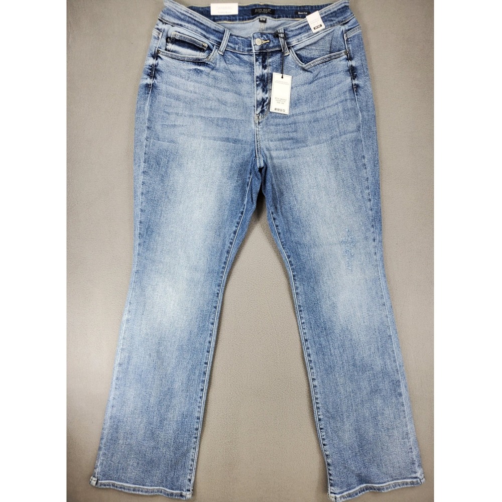 Judy Blue Boot Cut Jeans Women 18W Light Wash Mid Rise Distressed Stretch NEW